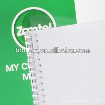 Caderno espiral com páginas em branco